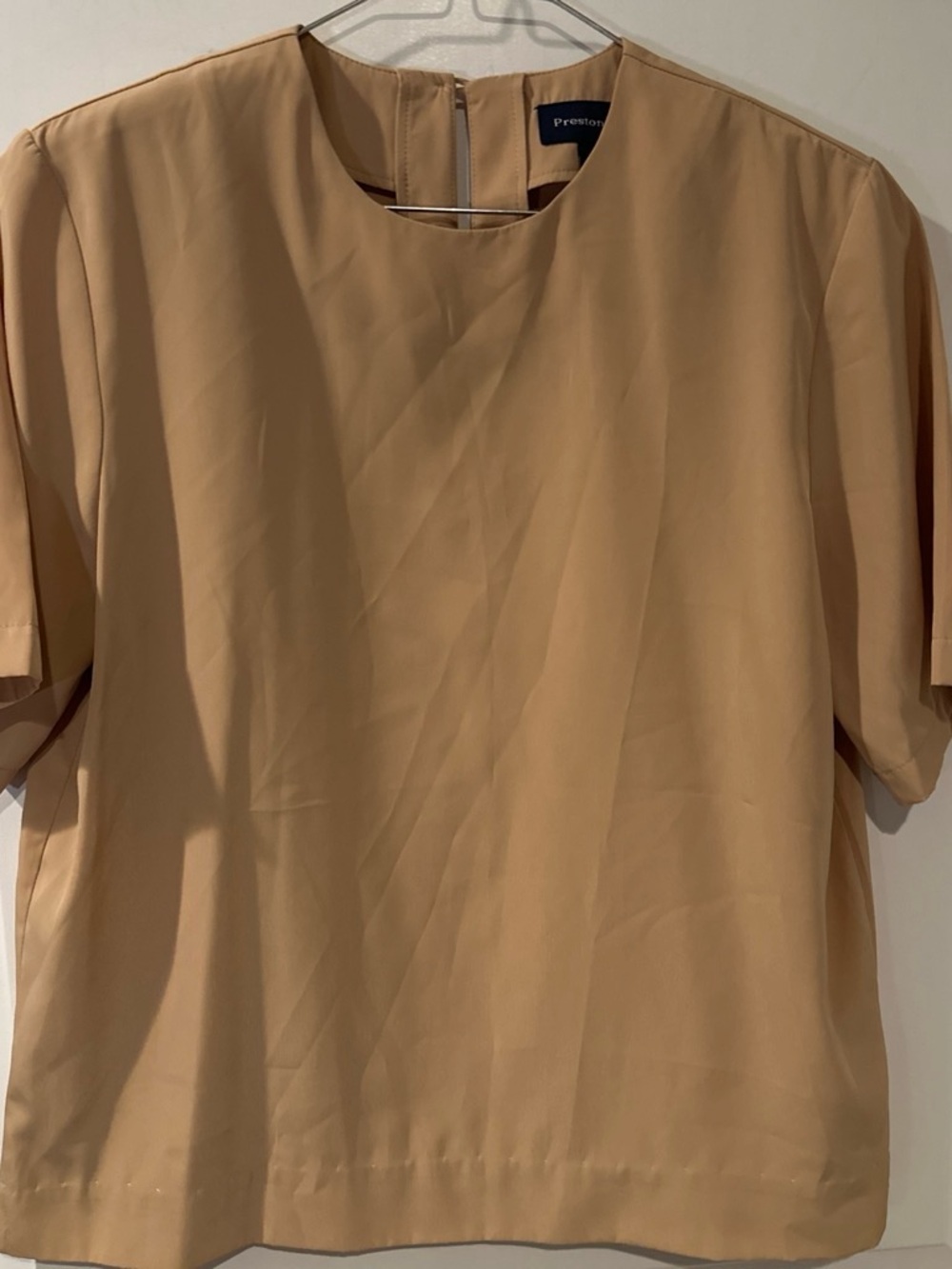 Preston & York Short Sleeve Crewneck Blouse — Tan